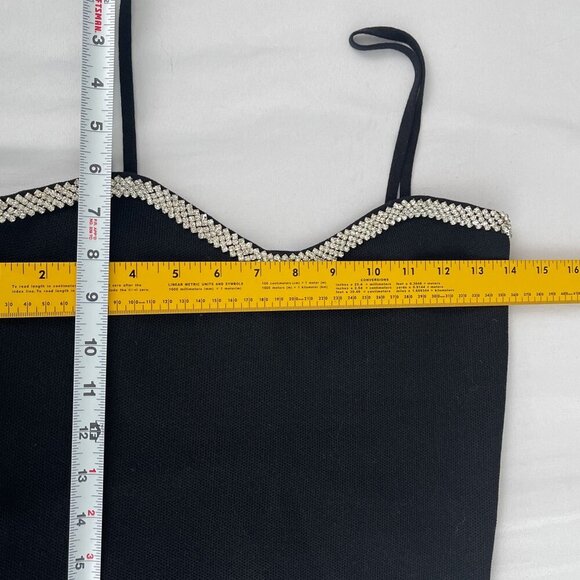 Chanel Black Knit Cropped Cami Top Rhinestone Trim Straps Y2K Women S - Picture 6 of 8
